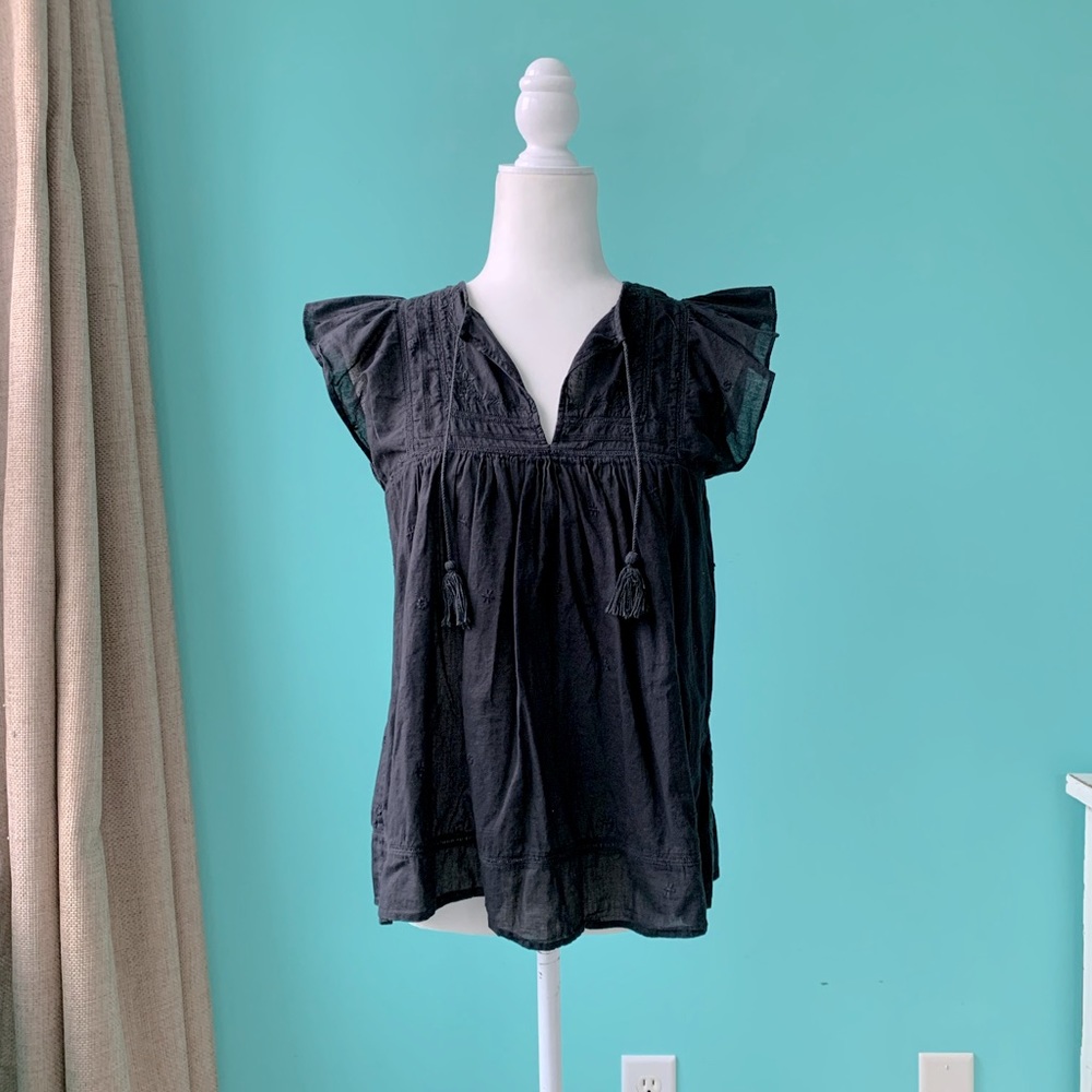 Ulla Johnson Cotton Flutter Sleeve Top